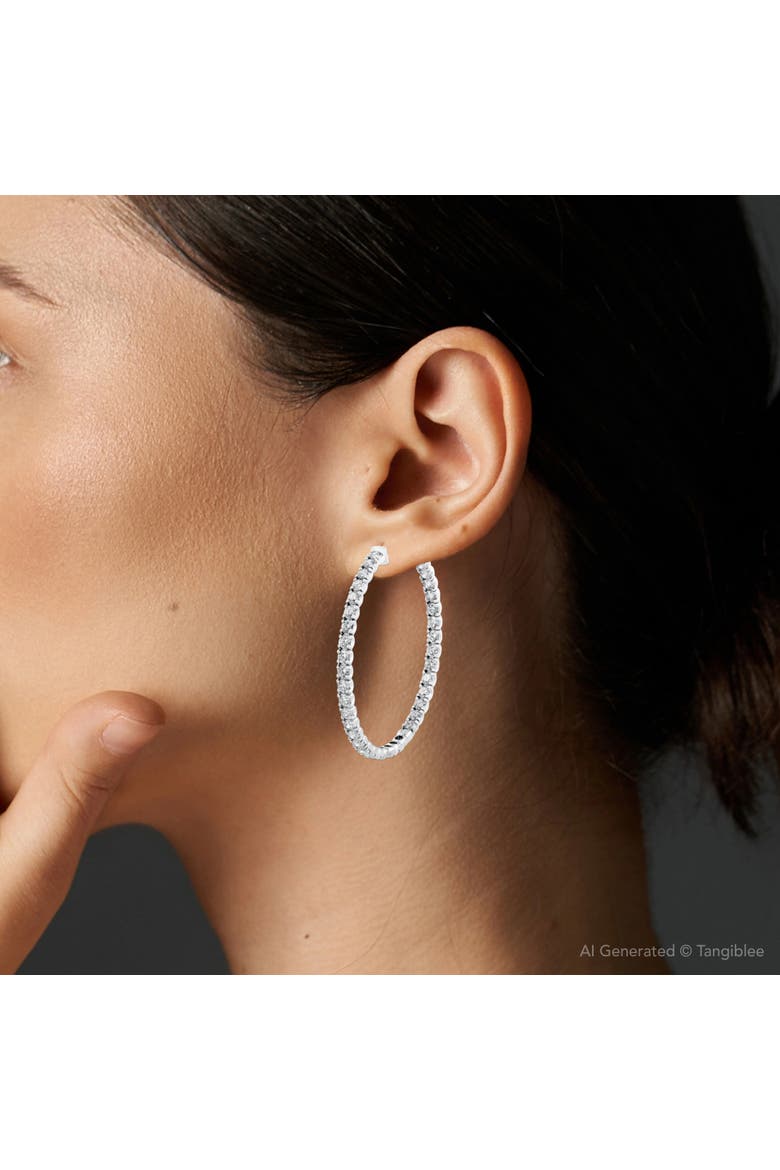 8.00CT 2" Diamond Inside Outside Hoops 14k Gold Lab Grown, Alternate, color, 14k White Gold