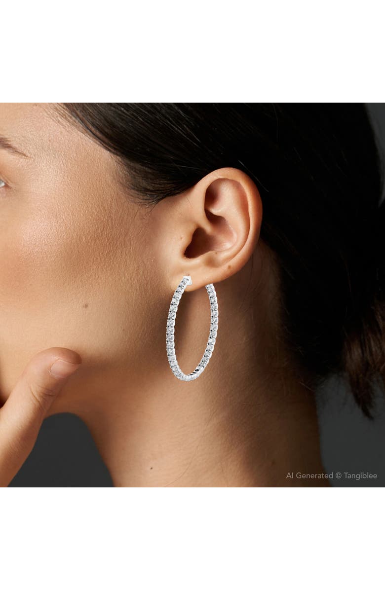 Bliss Diamond 8.00CT 2" Diamond Inside Outside Hoops 14k Gold Lab Grown, Alternate, color, 14K White Gold