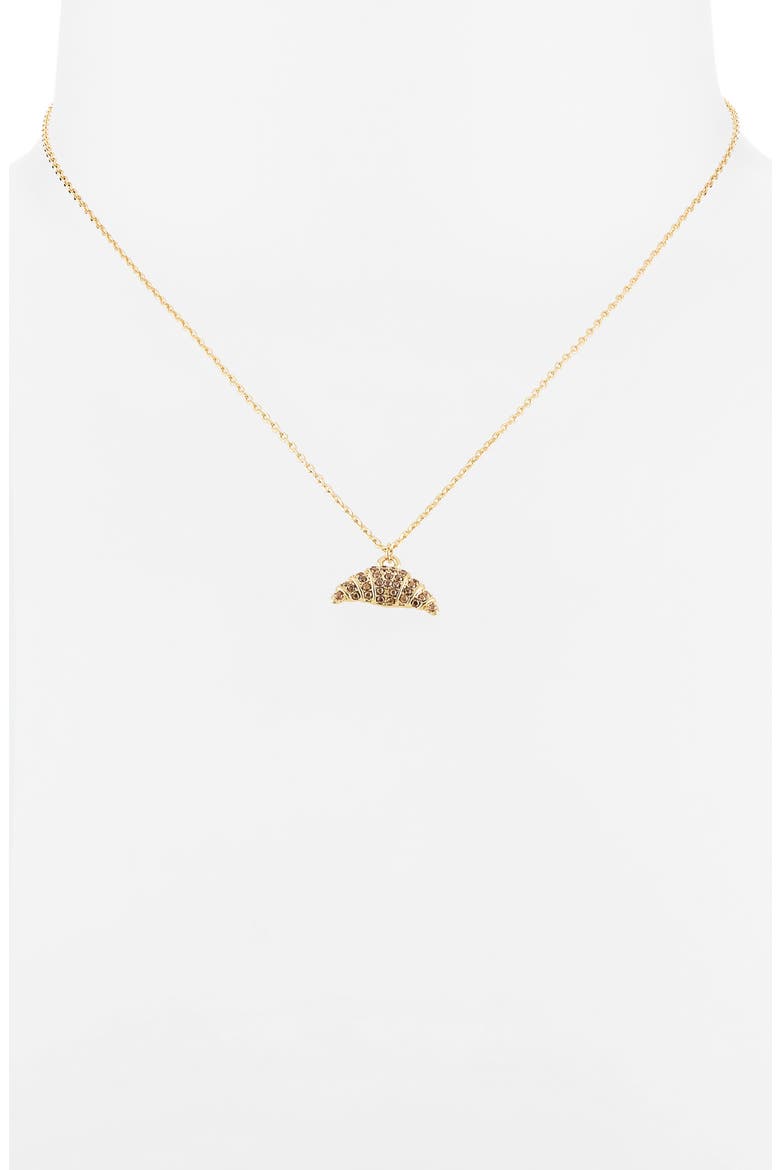 Pavé Croissant Pendant Necklace, Alternate, color, BROWN- CLEAR- GOLD
