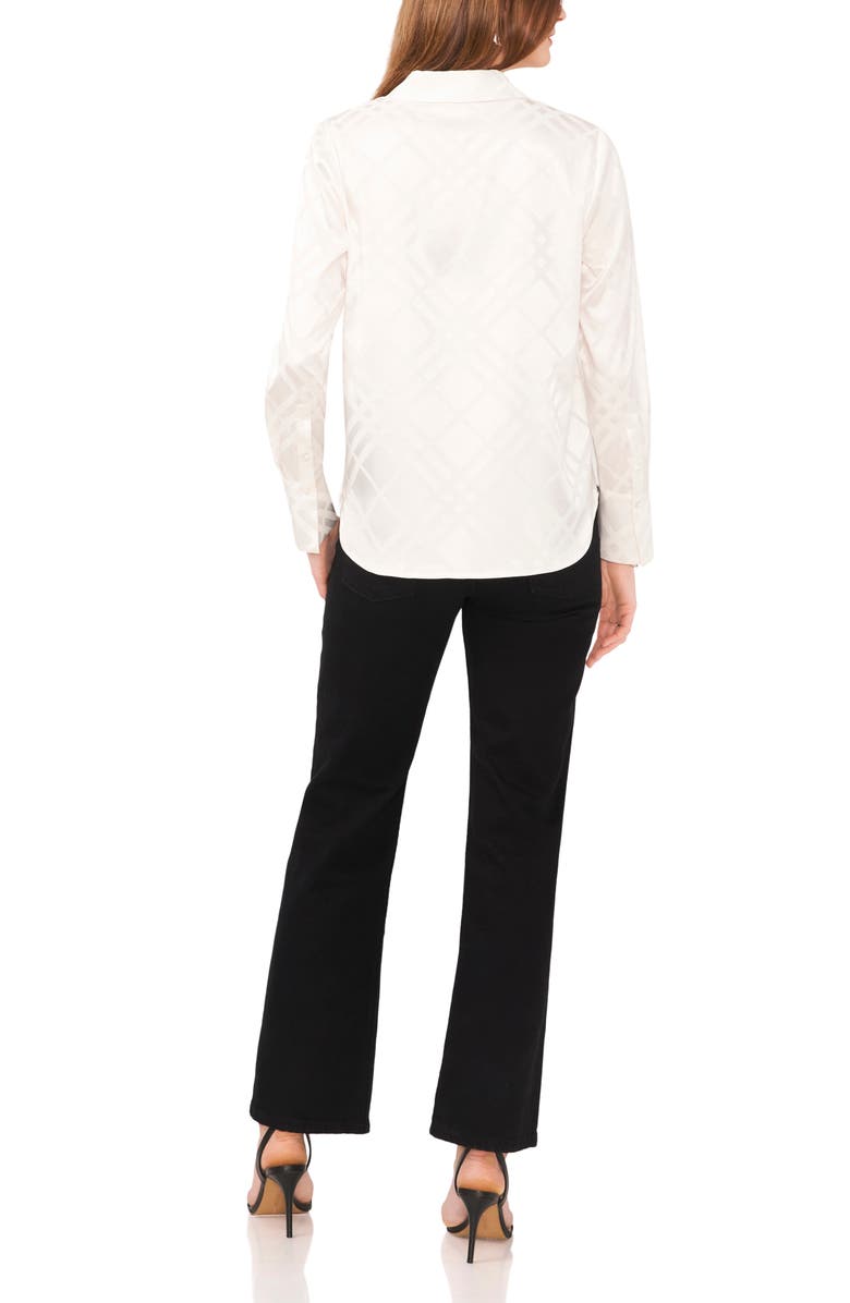 Vince Camuto Tonal Plaid Stretch Satin Button-Up Shirt, Alternate, color, 