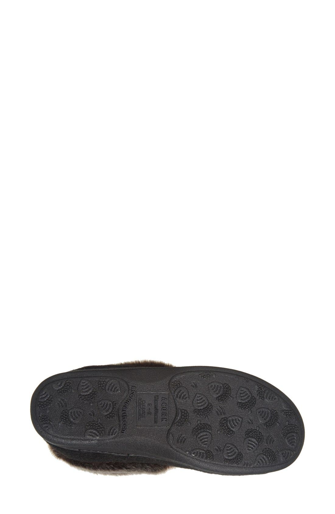 Acorn Faux Fur Slipper, Alternate, color, Black