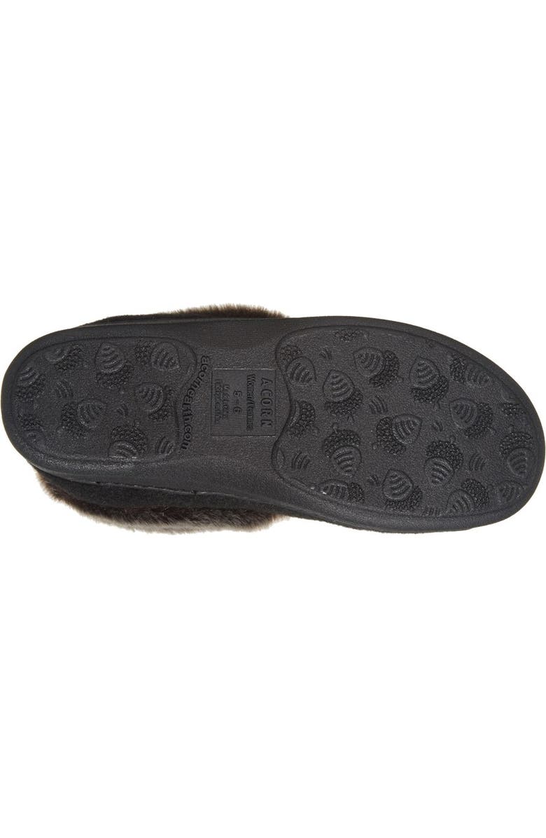 Acorn Faux Fur Slipper, Alternate, color, Black