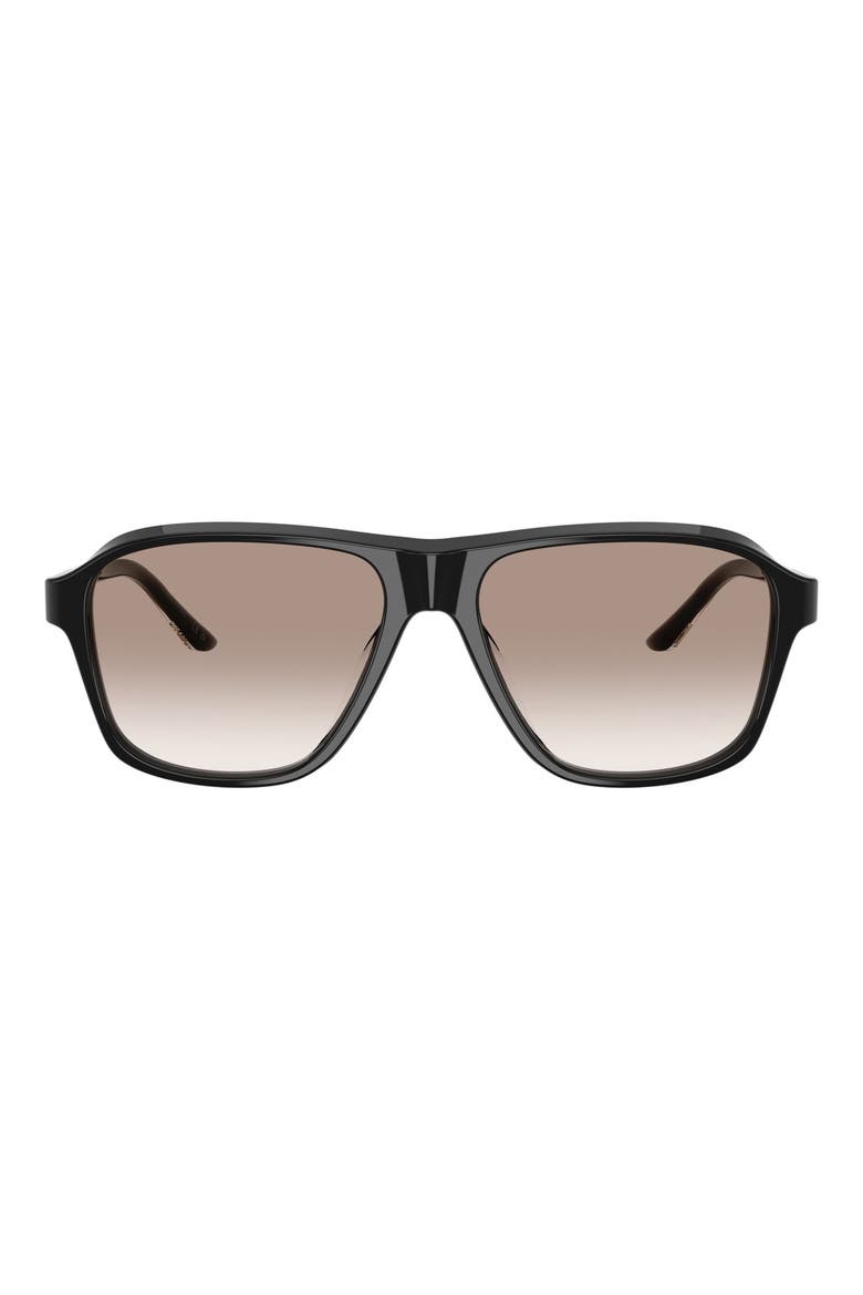 Khaite 1978RX 56mm Gradient Pilot Sunglasses, Main, color, BLACK / DEMO LENS SOFT TAN GRA
