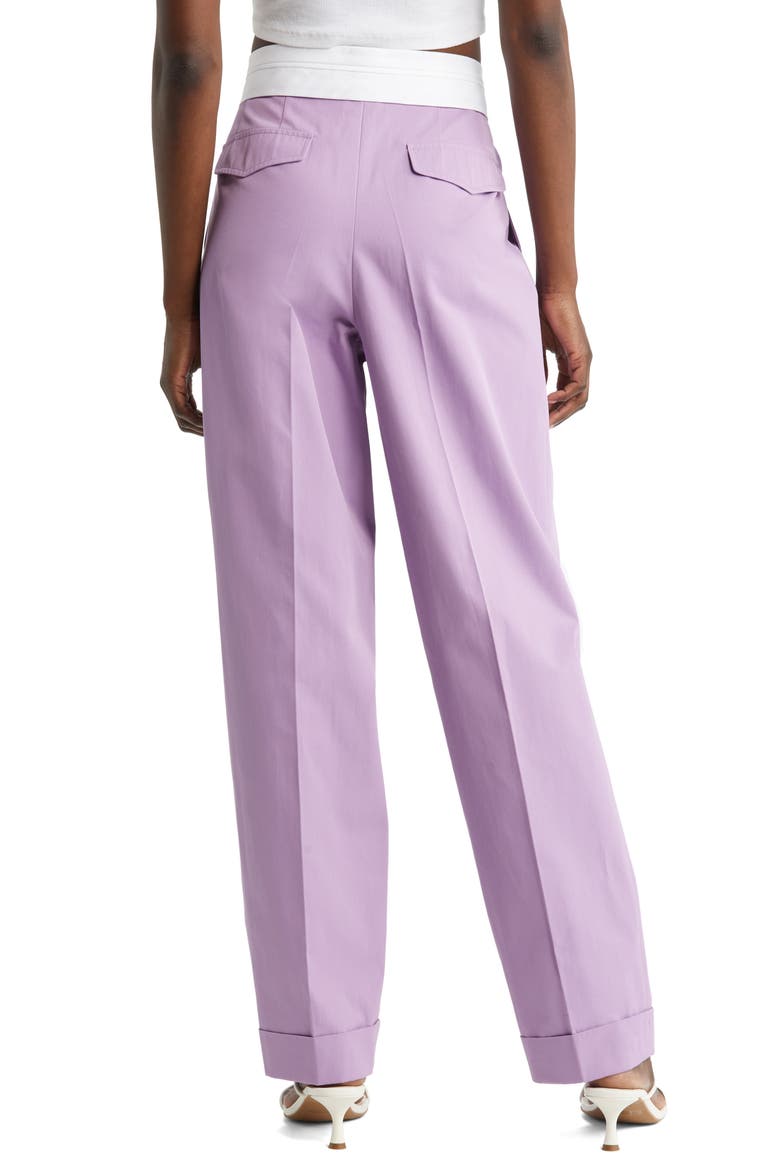 Gentlewoman Pleated High Waist Cotton Gabardine Trousers, Alternate, color, LILAC