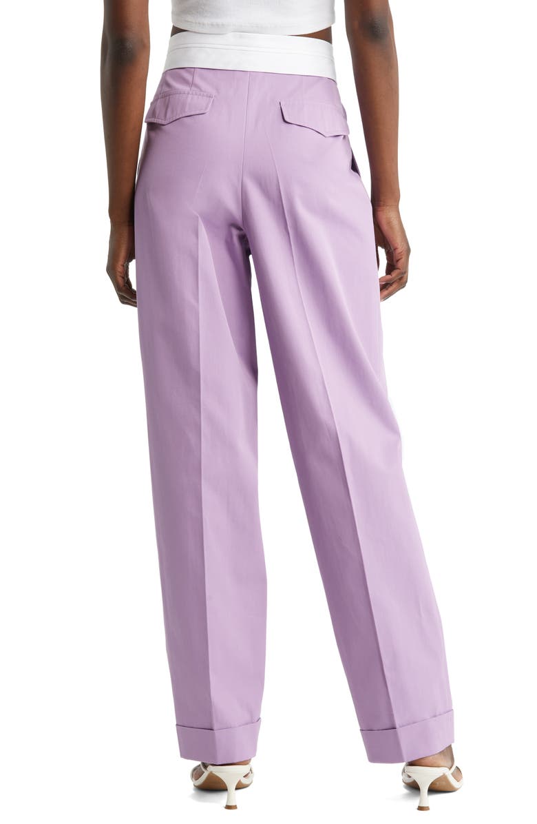 NACKIYÈ Gentlewoman Pleated High Waist Cotton Gabardine Trousers, Alternate, color, Lilac