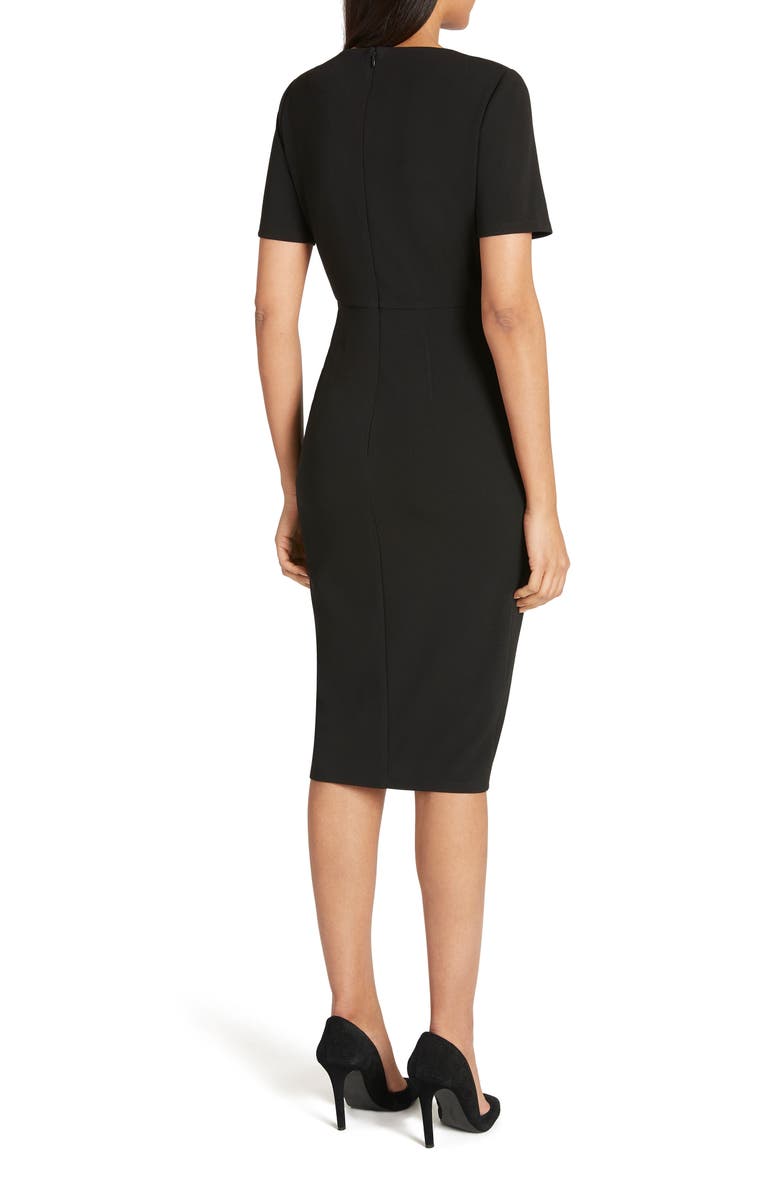 Tahari Asymmetrical Knot Sheath Dress, Alternate, color, 