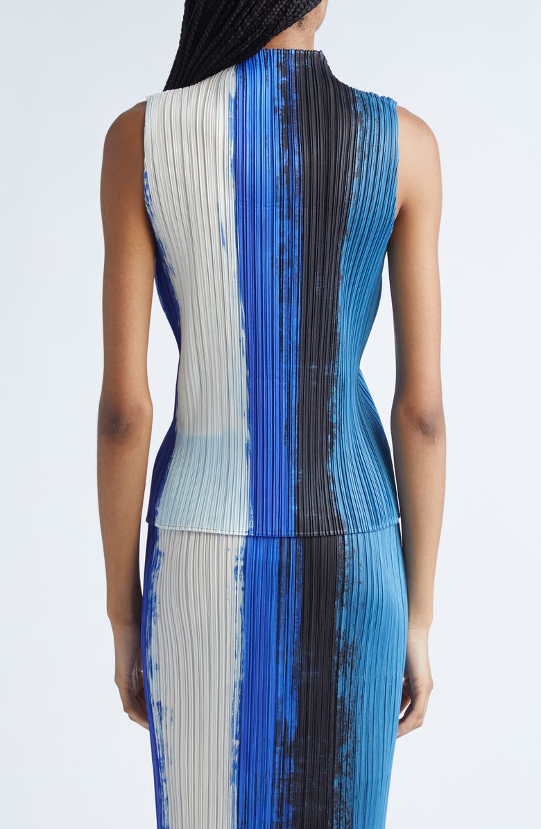 Pleats Please Issey Miyake Jump Print Pleated Sleeveless Top, Alternate, color, Blue