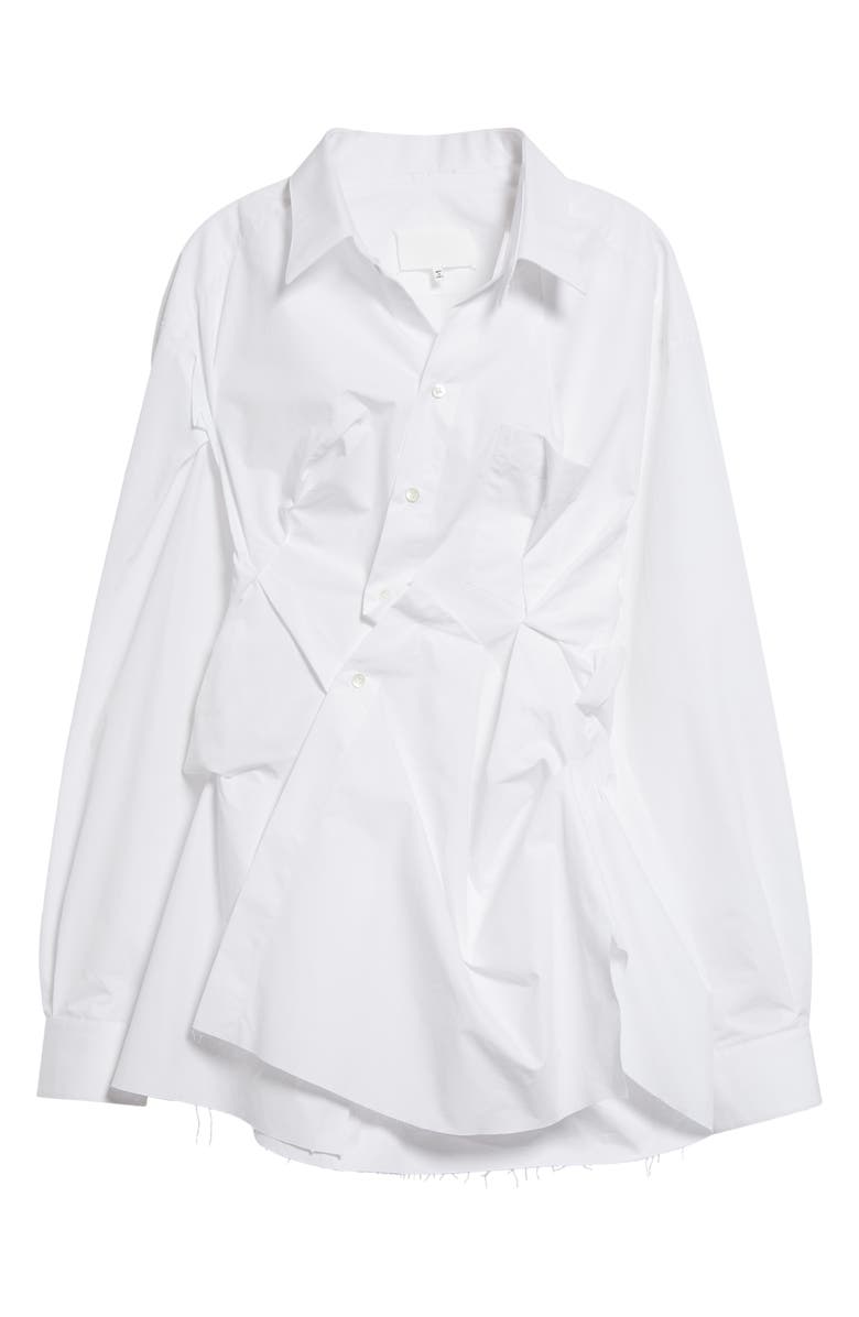 Maison Margiela Oversize Décortiqué Raw Hem Button-Up Shirt, Alternate, color, 