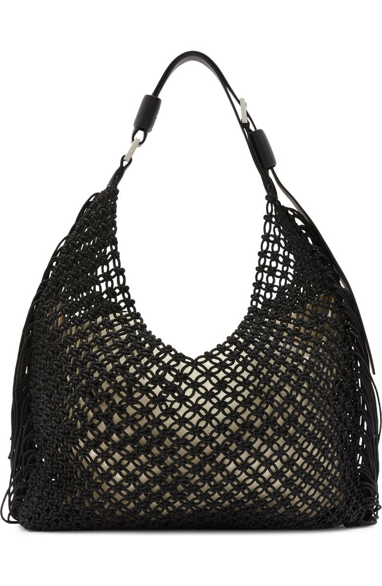 AllSaints Sabine Fringe Macramé Tote Bag, Main, color,
