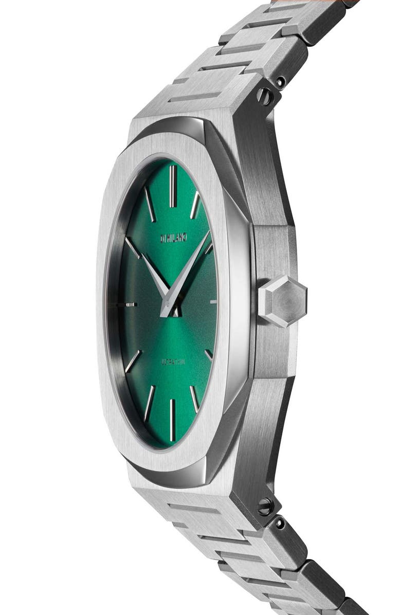 D1 Milano Scarabeo Ultra Thin Bracelet Watch, 40mm, Alternate, color, Silver/ Green