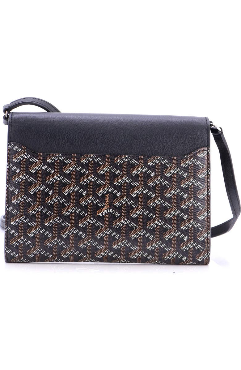 Pre-Owned Goyard Chypre Wallet on Strap Coated Canvas with Leather, Alternate, color, Black