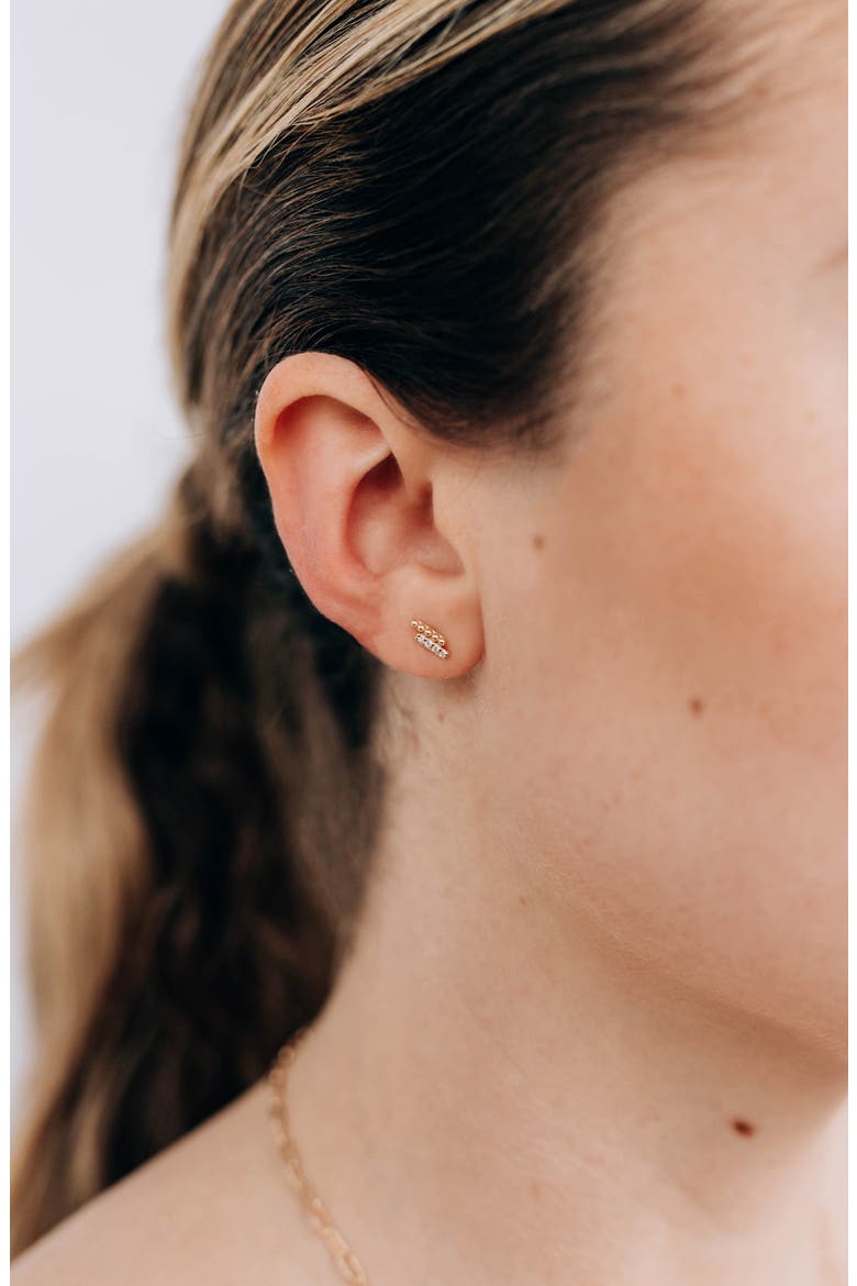 Dew Drop Pavé Bar Single Stud Earring, Alternate, color, GOLD/ DIAMOND/ RIGHT