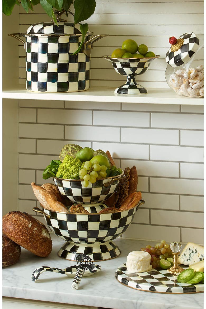 Courtly Check Enameled Steel Everything Bowl, Alternate, color, BLACK/ WHITE