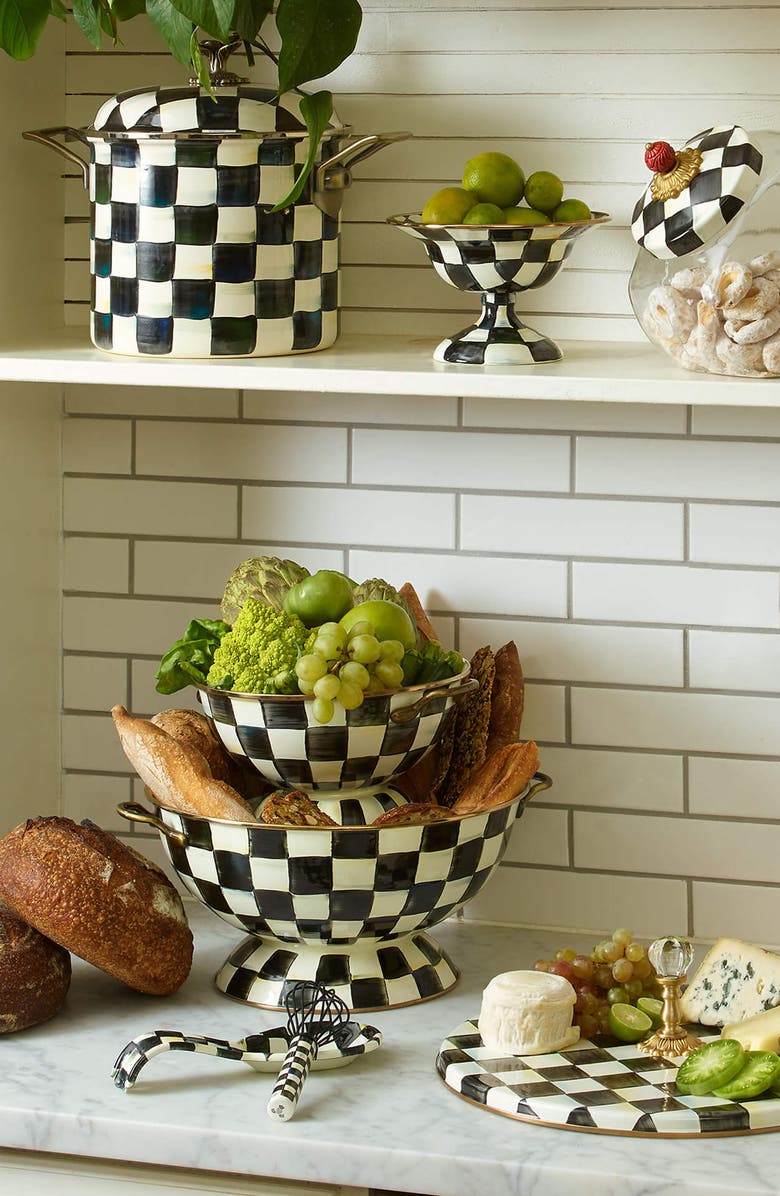MACKENZIE CHILDS Courtly Check Enameled Steel Everything Bowl, Alternate, color, Black/ White