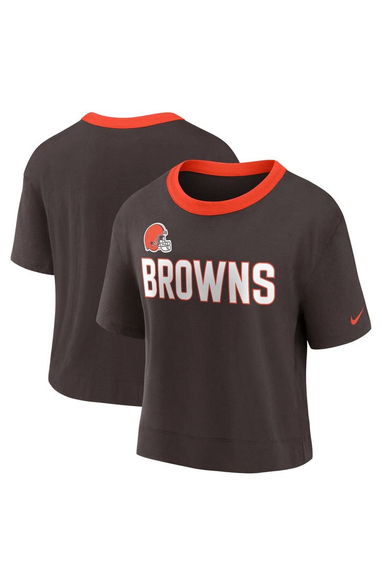 Nike Women's Nike Brown Cleveland Browns High Hip Fashion Cropped Top, Main, color, Brown