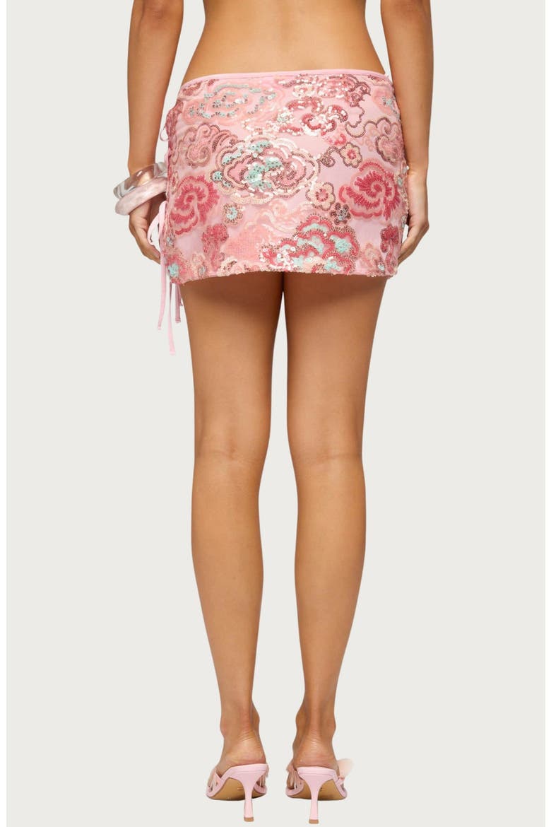 Sequin Beaded Side Tie Miniskirt, Alternate, color, PINK