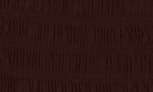 Wayf Puff Sleeve Smocked Midi Dress In Brown