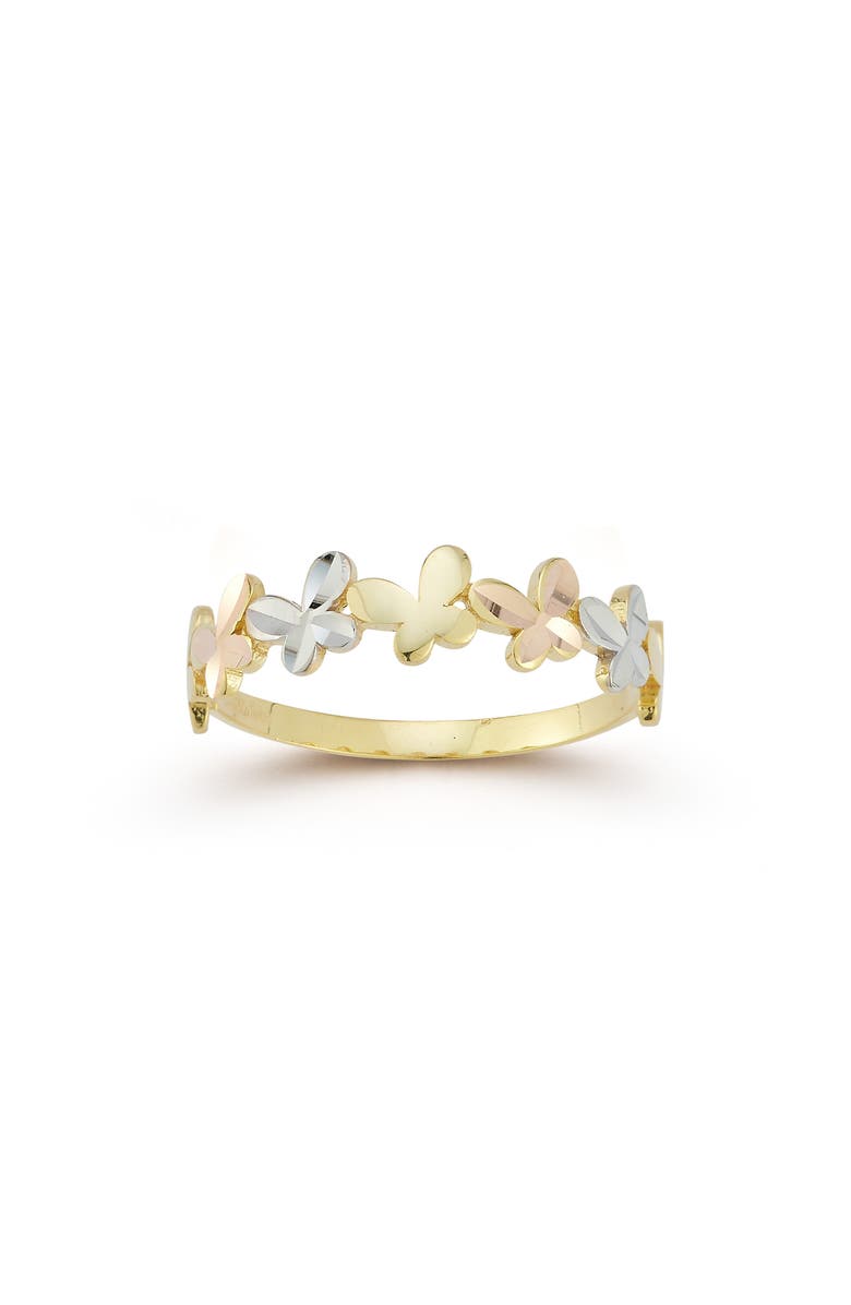 Ember Fine Jewelry Tri Tone Butterfly Ring, Main, color, Gold Multi
