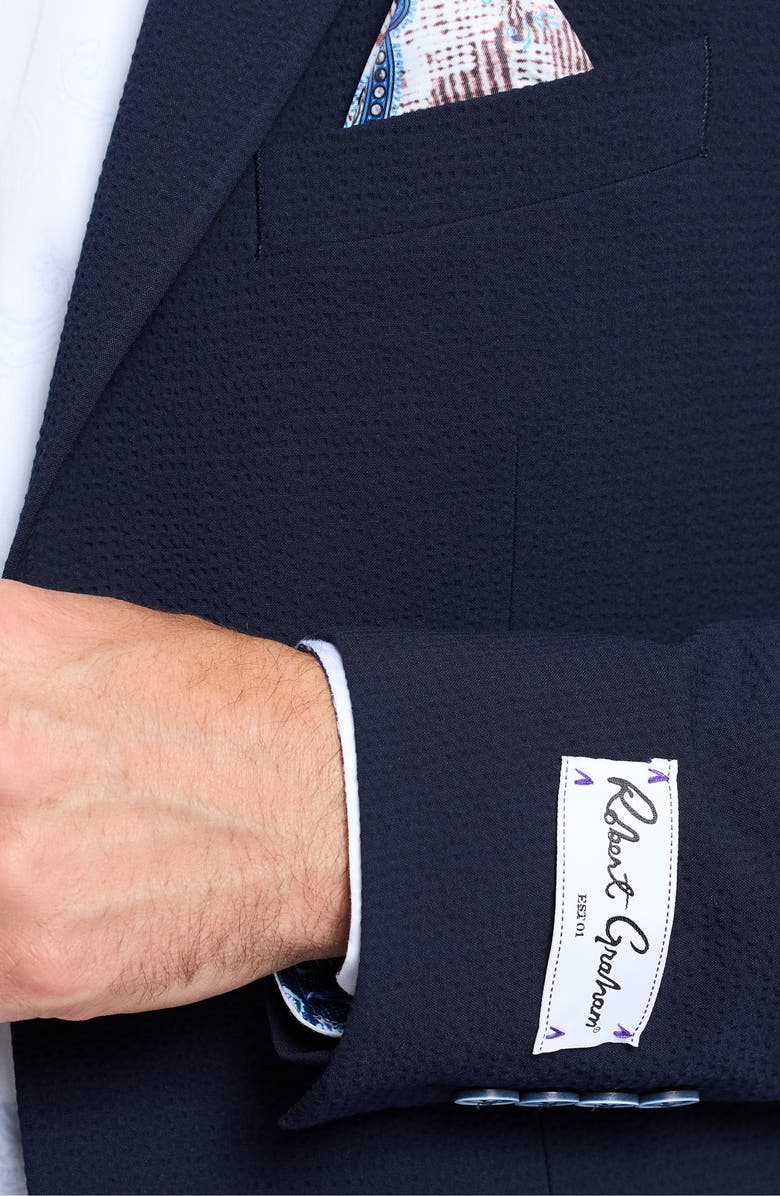 Robert Graham Harston Tailored Fit Navy Seersucker Sport Coat, Alternate, color, Navy