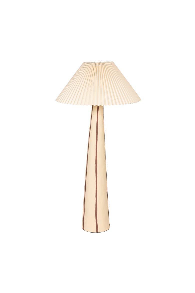 Floor Lamp with Tapered Base and Pleated Shade, Main, color, Ivory