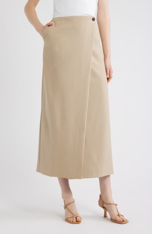 Nordstrom Wrap Midi Skirt In Neutral