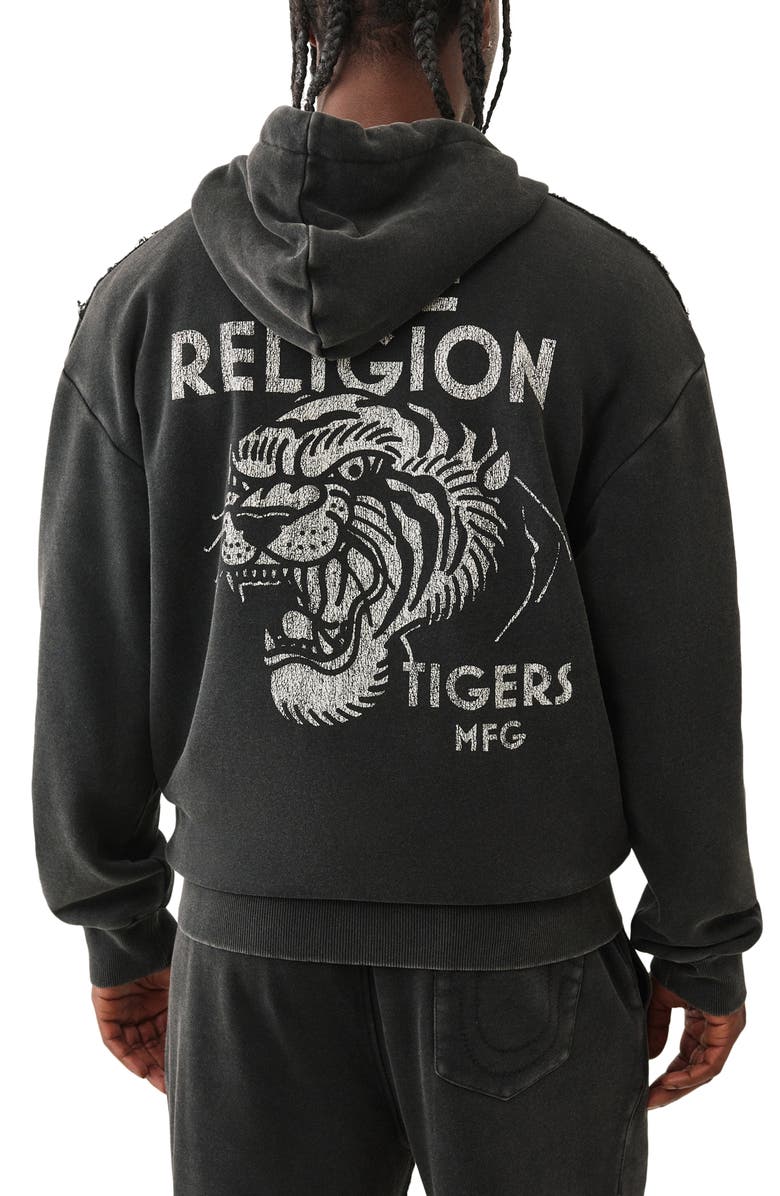 True Religion Vintage Tiger Zip Hoodie, Alternate, color, Jet Black