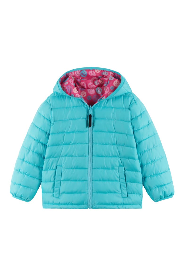 Kids' Reversible Puffer Jacket, Alternate, color, PINK SMILEY