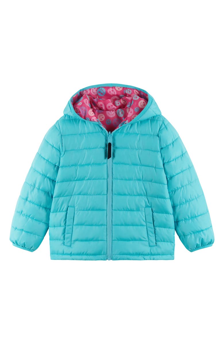 Andy & Evan Kids' Reversible Puffer Jacket, Alternate, color, Pink Smiley