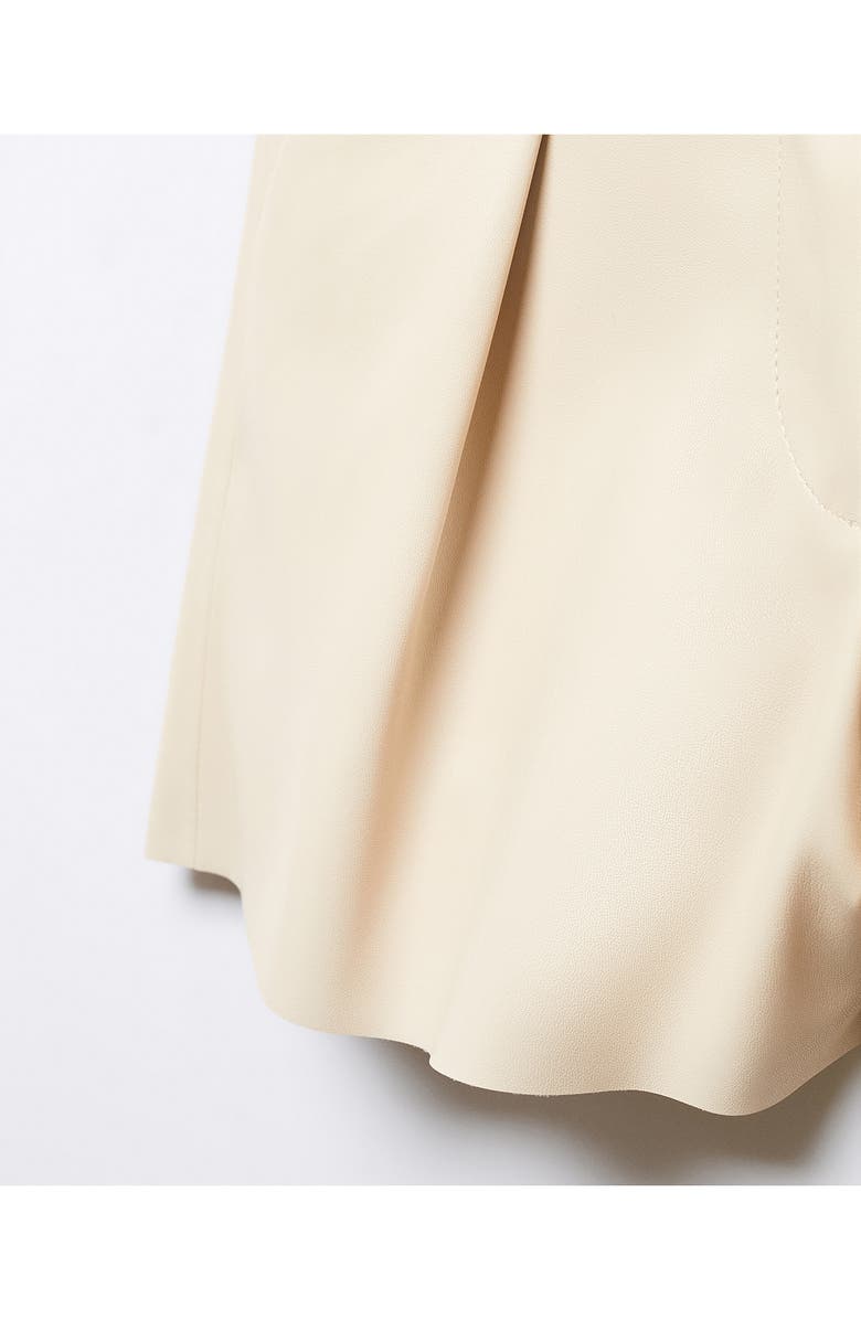 MANGO Pleated Faux Leather Shorts, Alternate, color, 