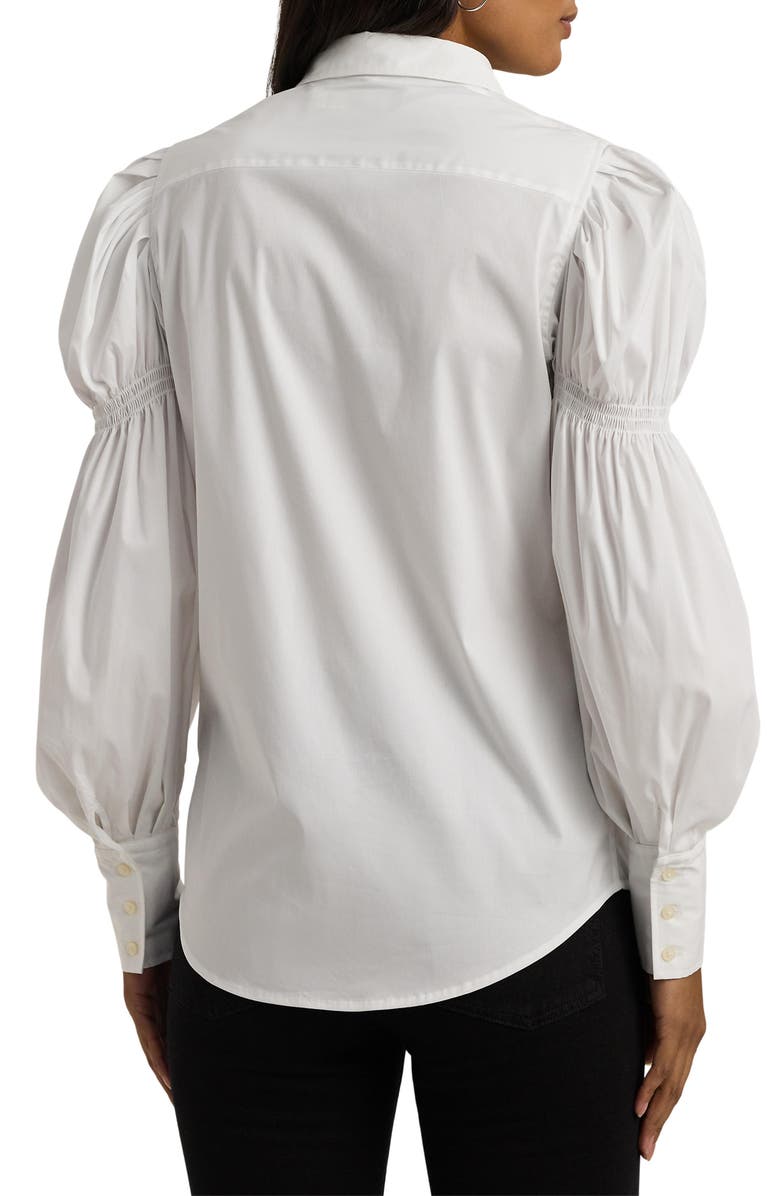 Lauren Ralph Lauren Blouson Sleeve Cotton Blend Shirt, Alternate, color, White