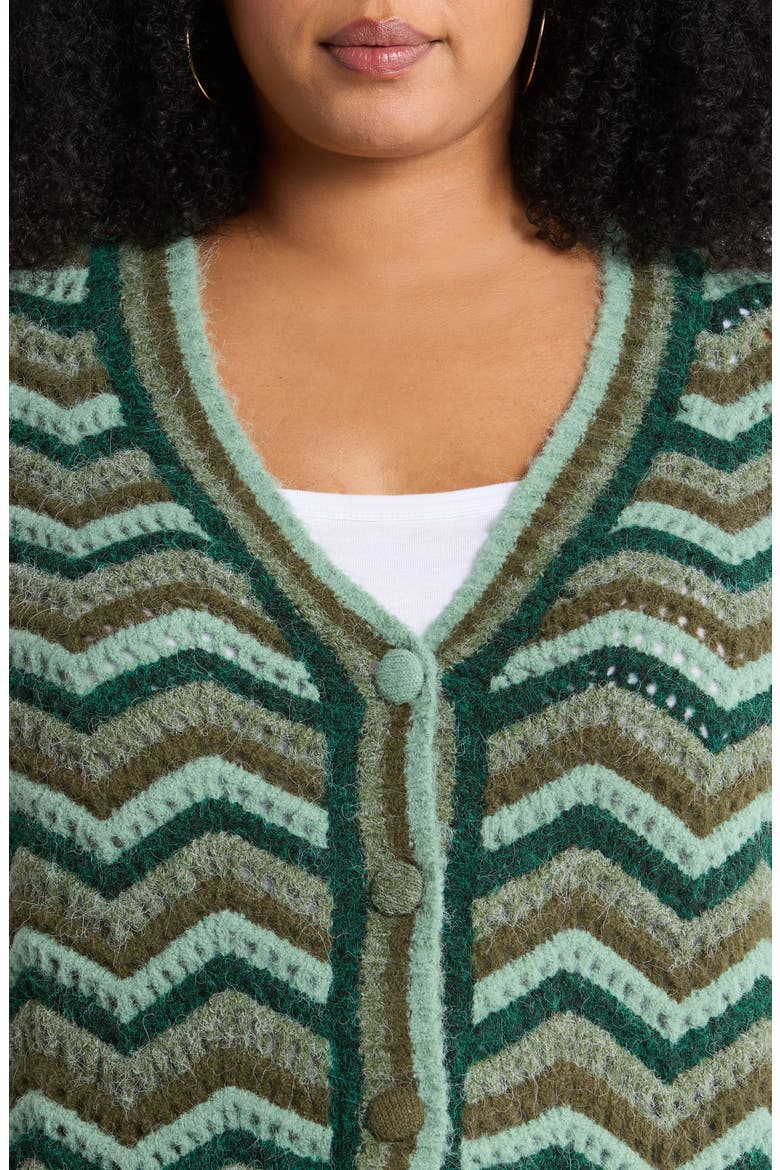 Harp Zigzag Cardigan, Alternate, color, EMERALD