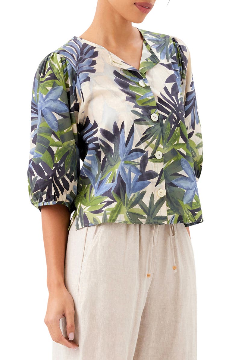 Karen Kane Puff Sleeve Button-Up Shirt, Alternate, color, Print