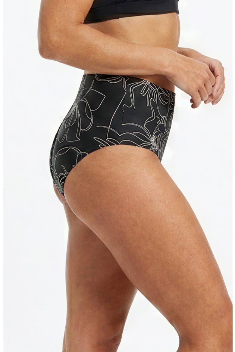 High-Waisted Bikini Bottom, Alternate, color, Black Floral
