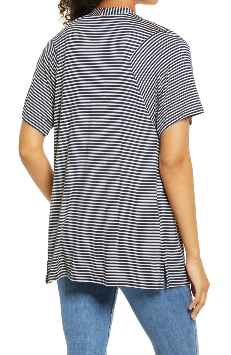 Bobeau Stripe Open Front Cardigan, Alternate, color,