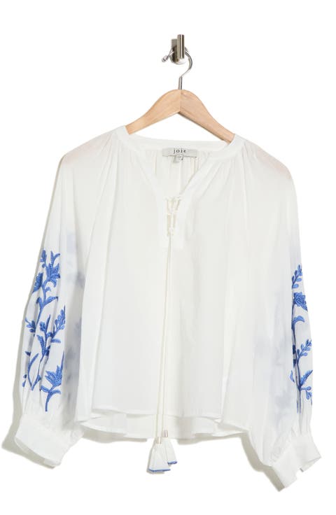 Embroidered Tie Neck Top