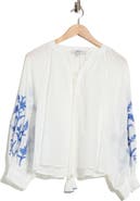 Joie Embroidered Tie Neck Top