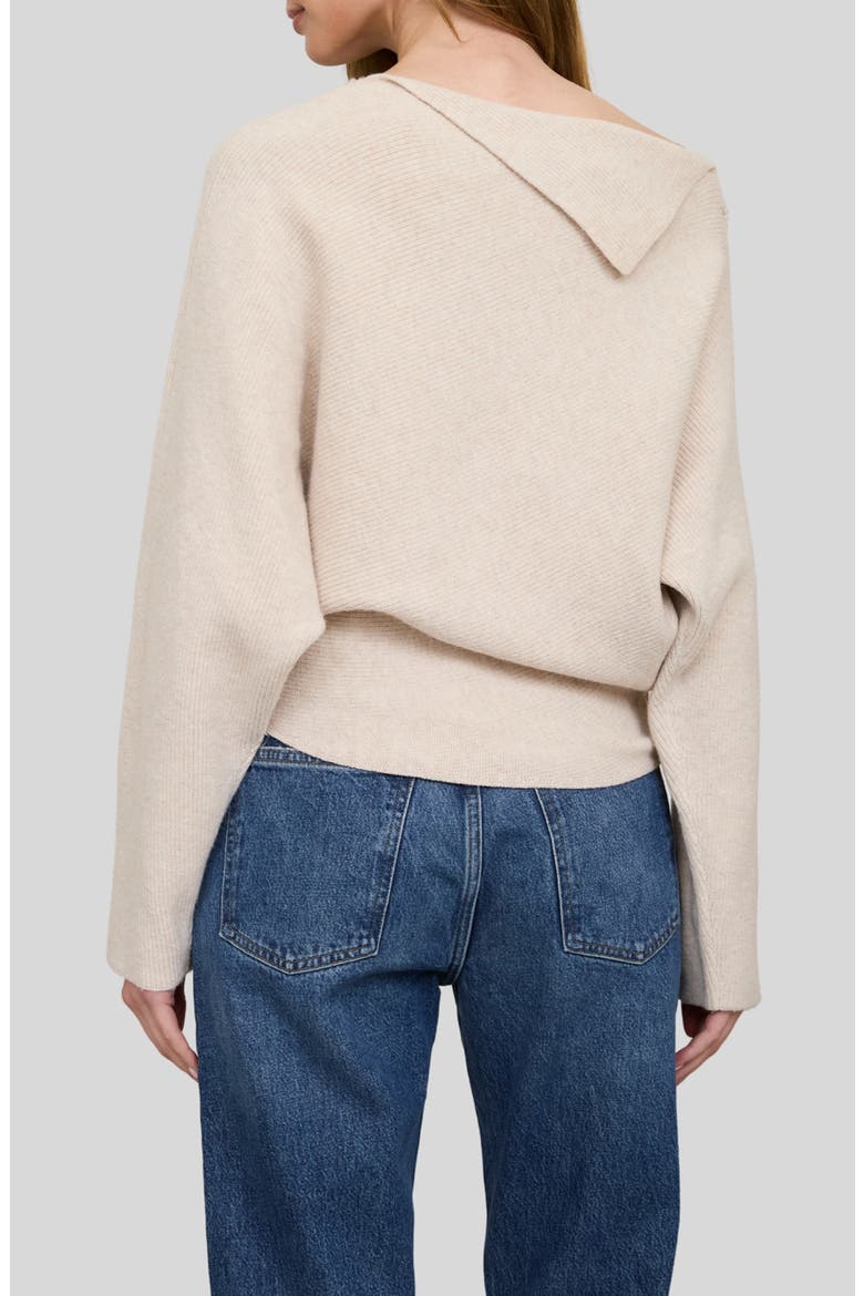 Asymmetric Neckline Ribbed Sweater, Alternate, color, CREAM