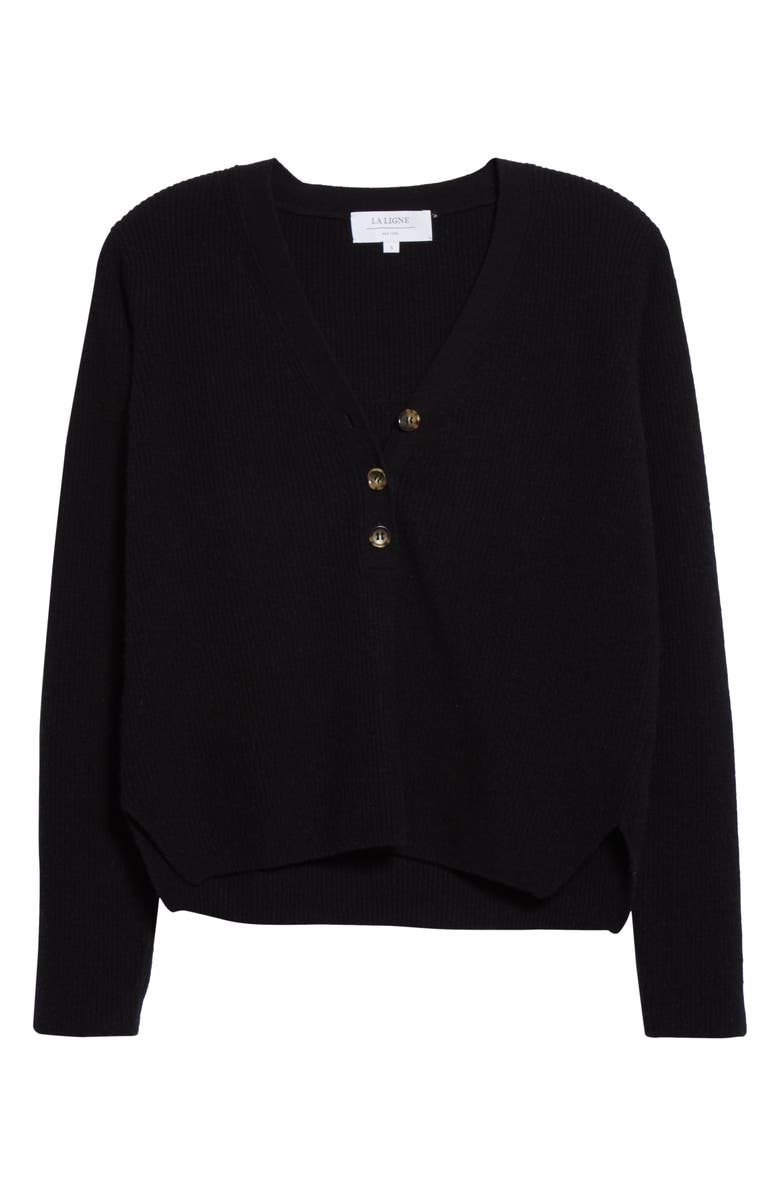 La Ligne Ribbed Cashmere Henley Sweater, Alternate, color,