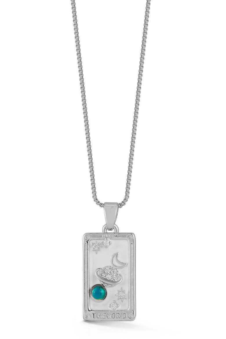 The World Tag Pendant Necklace, Main, color, SILVER