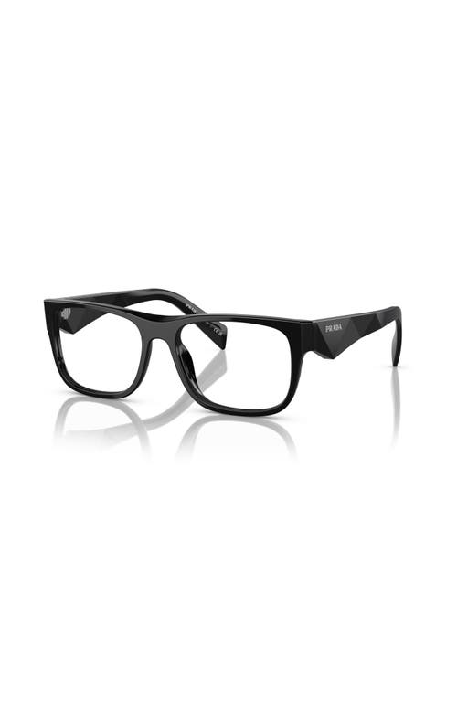Prada 53mm Rectangle Optical Glasses In Black