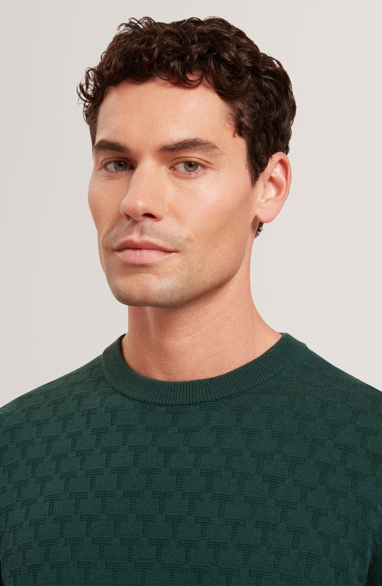 Ted Baker Sainsy Jacquard Cotton Blend Sweater, Alternate, color, Dark Green