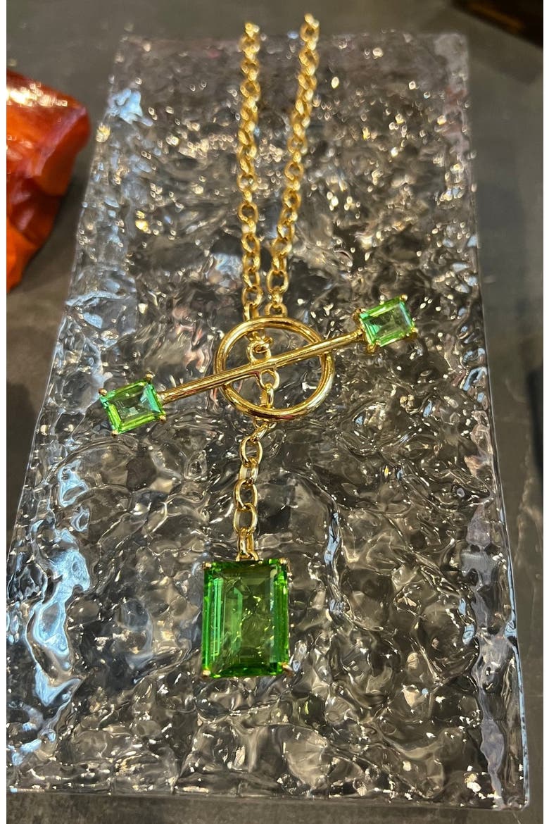 Gem Drop Toggle Necklace, Alternate, color, Green Envy