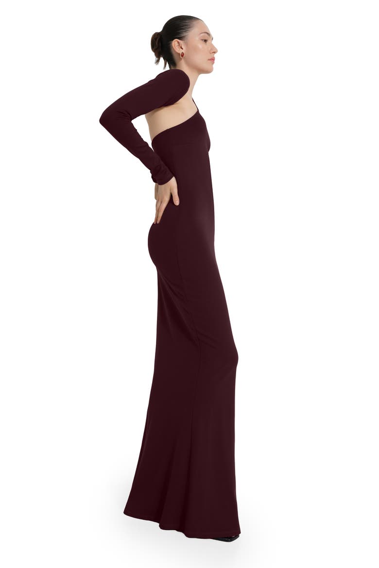 Manhattan One Shoulder Gown, Alternate, color, BURGUNDY