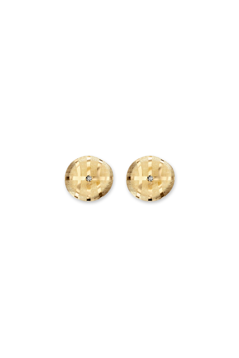 The Basketball Leaking Ball Diamond Earrings, Alternate, color, Gold / White Diamond