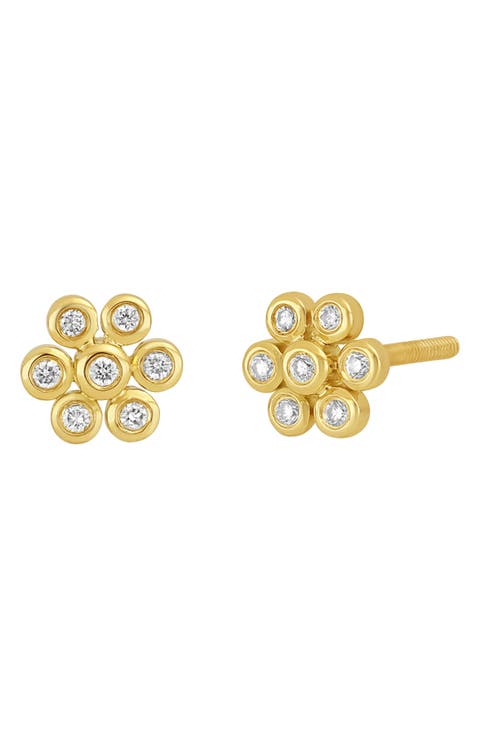 Kids' 18K Gold Diamond Flower Stud Earrings (Nordstrom Exclusive)