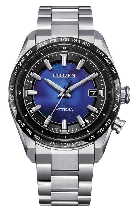 Attesa UNITE with BLUE Worldtime Automatic Bracelet Watch, 40.6mm