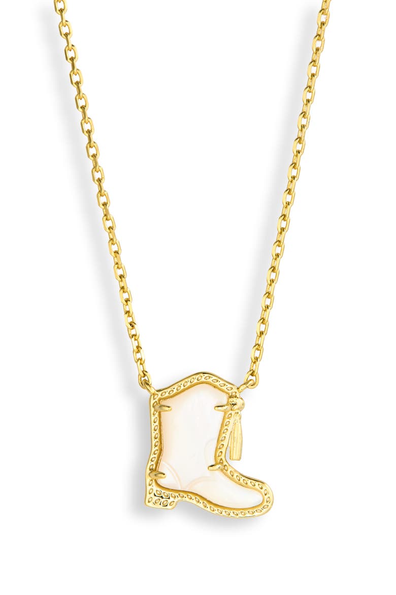 Drill Team Boot Pendant Necklace, Main, color, GOLD IVORY MOTHER OF PEARL