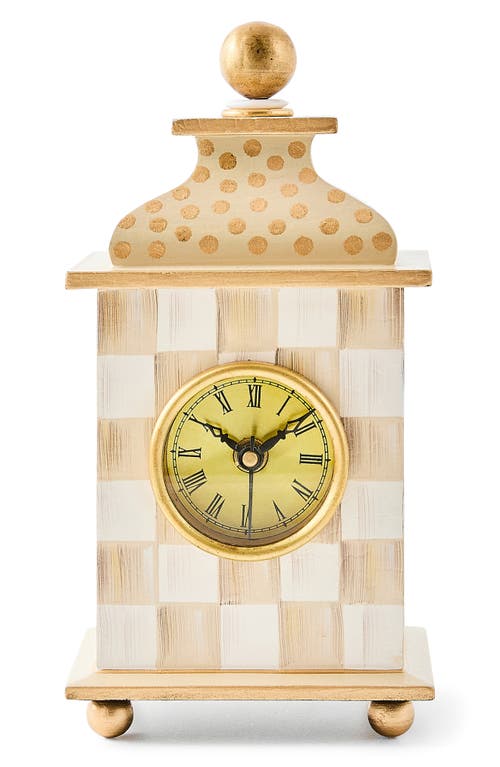 Mackenzie-childs Mackenzie Childs Mocha Check Desk Clock In Neutral