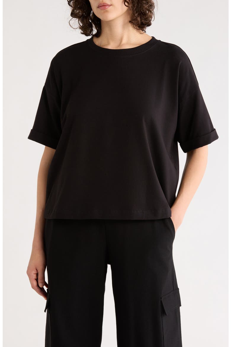 Boxy Crewneck T-Shirt, Main, color, BLACK