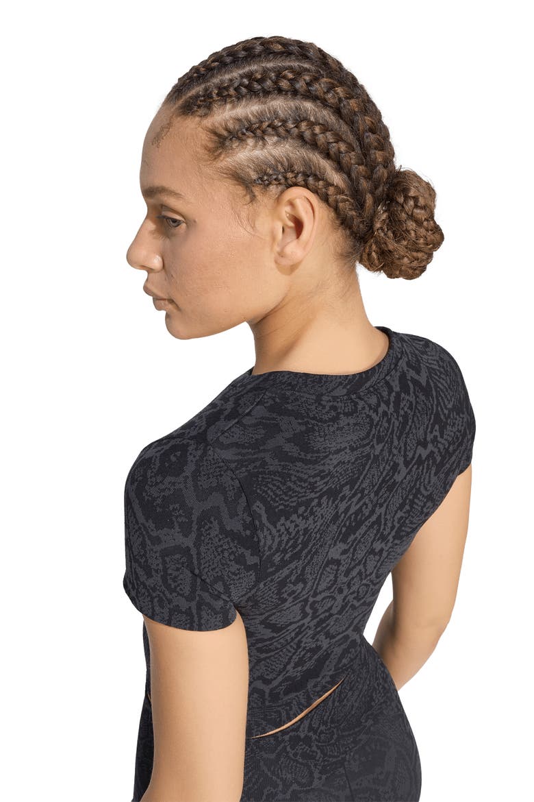Seamless Crop Performance T-Shirt, Alternate, color, BLACK/ CARBON